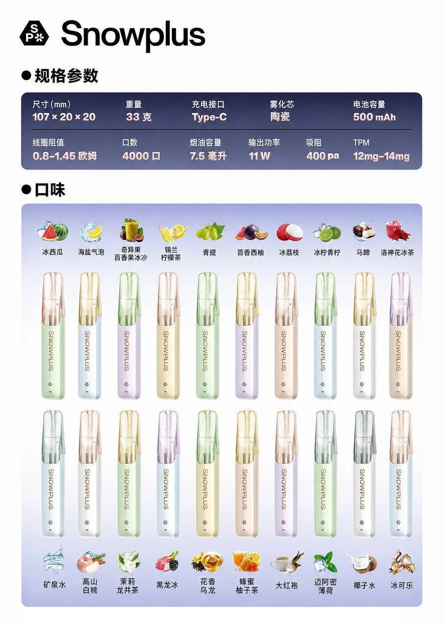 SnowPlus Dash X 口味与外观图