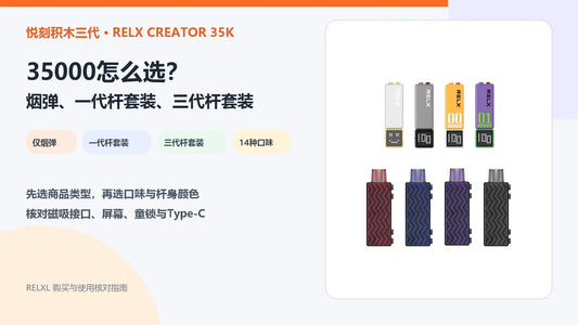 悦刻积木三代RELX Creator 35000烟弹与一代三代杆套装选择指南封面