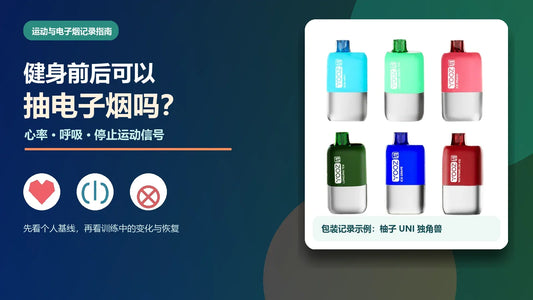 健身前后使用电子烟的心率呼吸与停止运动信号，配柚子独角兽真实商品示例