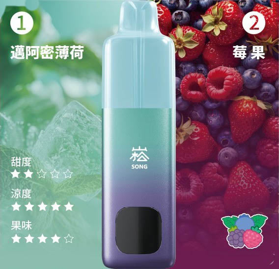正品崧 SONG A66双头油仓双口味双萃激爽果味16000口一次性电子烟-多口味可选