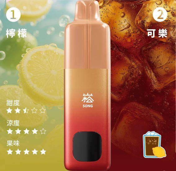 正品崧 SONG A66双头油仓双口味双萃激爽果味16000口一次性电子烟-多口味可选