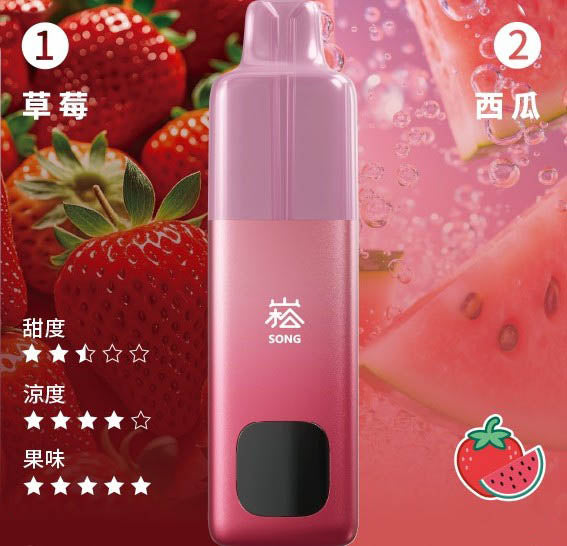正品崧 SONG A66双头油仓双口味双萃激爽果味16000口一次性电子烟-多口味可选