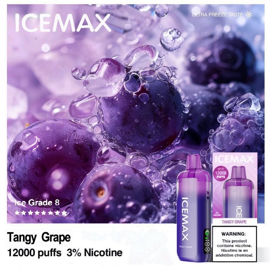 正品冰暴Icemax Ultra Freeze Taste 12000口超冰爽液晶显示屏可视化油仓一次性电子烟-多口味可选